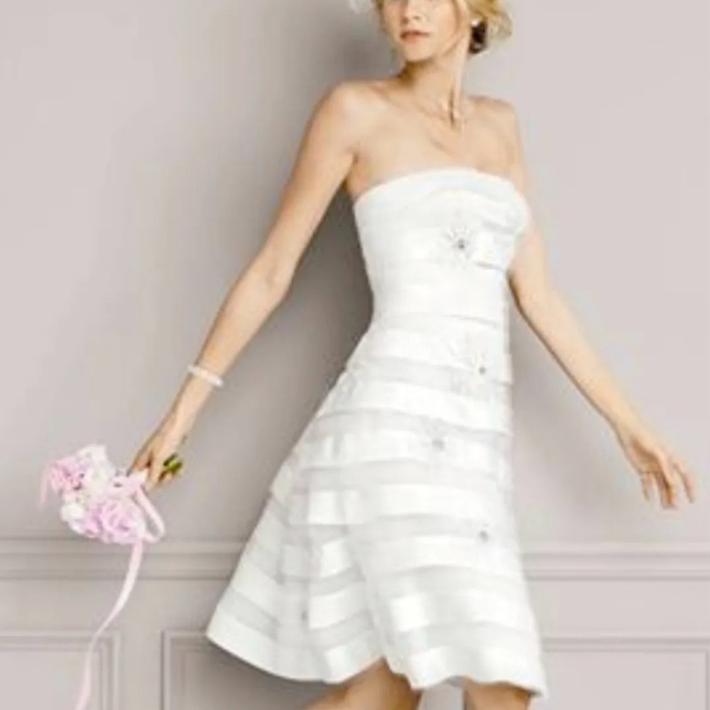 Short ivory wedding dress from David’s Bridal! NWT